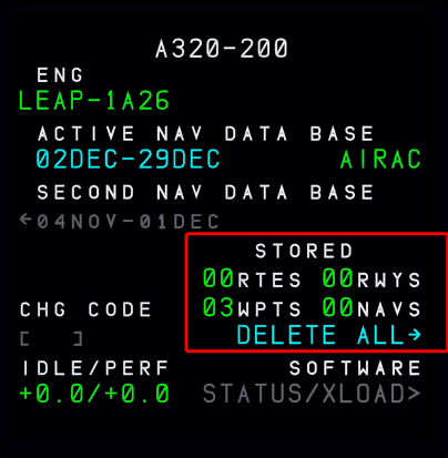 MCDU DATA A/C STATUS MCDU DATA A/C STATUS