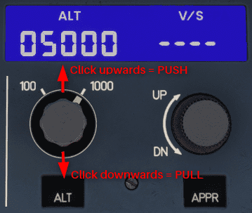 Pulling a knob in MSFS
